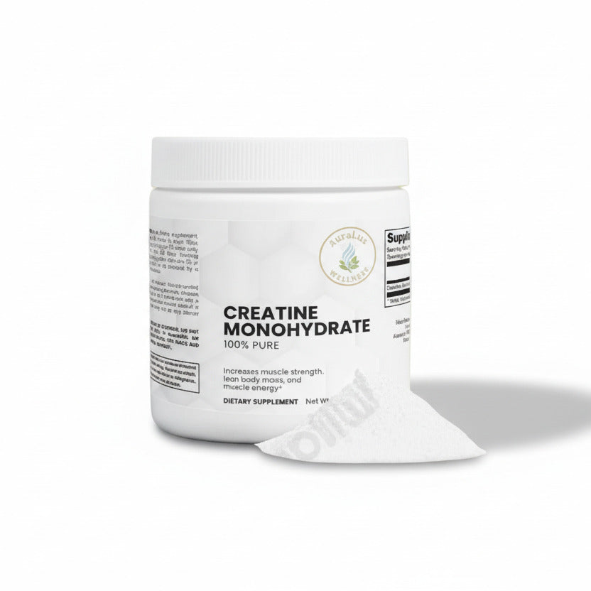 creatine monohydrate on light gold background color #e4e77eff